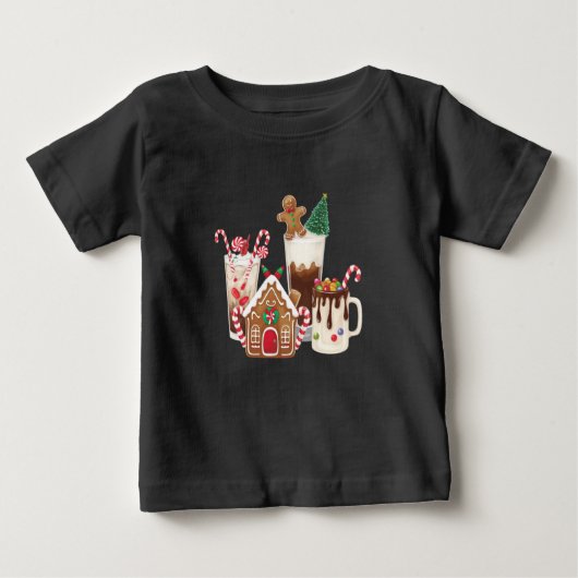 ジンジャーブレッドクリスマスコーヒージャーギフトクリスマス ベビーTシャツ (正面)