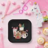 ジンジャーブレッドクリスマスコーヒージャーギフトクリスマス ペーパープレート (パーティー)