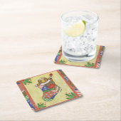 ジンジャーブレッドクリスマスストッキングコースター スクエアペーパーコースター (インサイチュ)