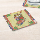 ジンジャーブレッドクリスマスストッキングコースター スクエアペーパーコースター (アングル)