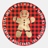 ジンジャーブレッドクリスマスツリーRSVPバッファロー金ゴールド ラウンドシール (正面)