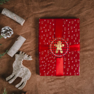 ジンジャーブレッドクリスマスツリーRSVPバッファロー金ゴールド ラウンドシール