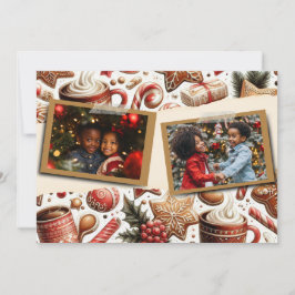 ジンジャーブレッドクリスマステーマフラットホリデーカード シーズンカード