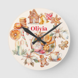 ジンジャーブレッドクリスマスディナーパーティー ラウンド壁時計