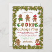 ジンジャーブレッドクリスマスデコールCookie交換パーティー 招待状 (正面)