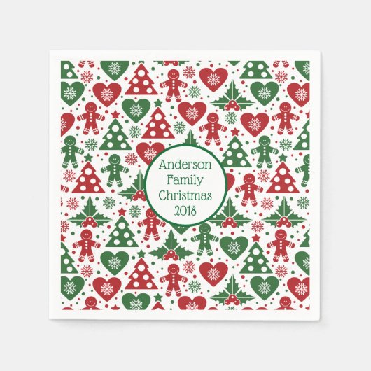 ジンジャーブレッドクリスマスナプキンズ スタンダードカクテルナプキン (正面)