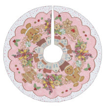 ジンジャーブレッドクリスマスピンクトレスキルト