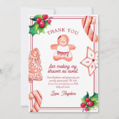 ジンジャーブレッドクリスマスベビーシャワーサンキューカード サンキューカード (正面)