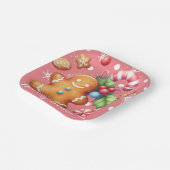 ジンジャーブレッドクリスマスペパーミントブルー名ピンク ペーパープレート (傾斜あり)