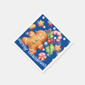 ジンジャーブレッドクリスマスペパーミントブルー名雪 スタンダードカクテルナプキン (角)