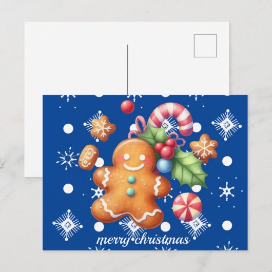 ジンジャーブレッドクリスマスペパーミントブルー名雪 ポストカード (正面/裏面)