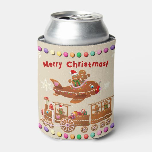 ジンジャーブレッドクリスマス列車と飛行機 缶クーラー (缶正面)