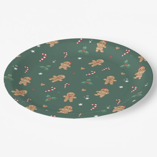 ジンジャーブレッドクリスマス紙プレート ペーパープレート (アングル)