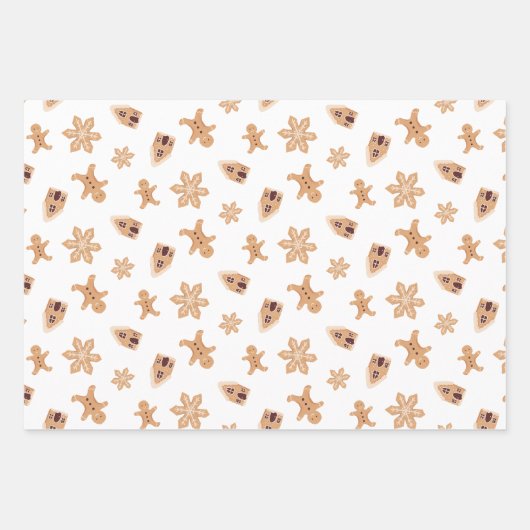 ジンジャーブレッドクリスマス フェスティブ ホリデー クッキー ラッピングペーパーシート (正面3)