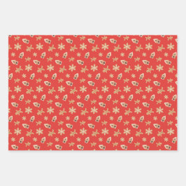 ジンジャーブレッドクリスマス フェスティブ ホリデー クッキー ラッピングペーパーシート