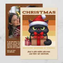 ジンジャーブレッドグロー おもしろ猫 レトロクリスマス 写真 シーズンカード