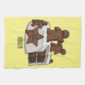 ジンジャーブレッドケーキ漫画イラストレーション キッチンタオル (横)