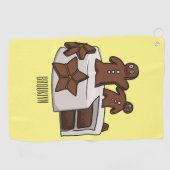 ジンジャーブレッドケーキ漫画イラストレーション ゴルフタオル (横)