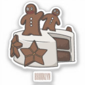 ジンジャーブレッドケーキ漫画イラストレーション シール (正面)