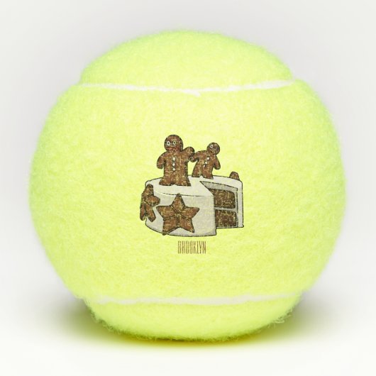 ジンジャーブレッドケーキ漫画イラストレーション テニスボール (正面)