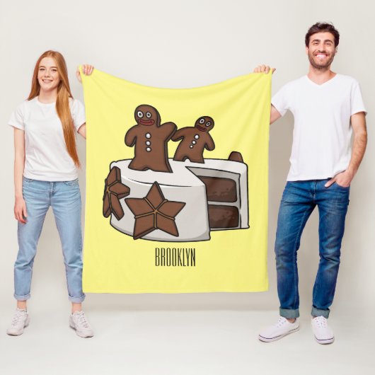 ジンジャーブレッドケーキ漫画イラストレーション フリースブランケット (インサイチュ)