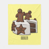 ジンジャーブレッドケーキ漫画イラストレーション フリースブランケット (正面)