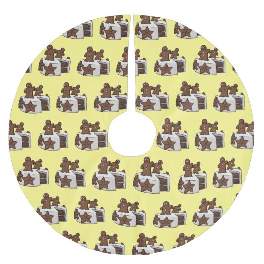 ジンジャーブレッドケーキ漫画イラストレーション ブラッシュドポリエステルツリースカート (正面)