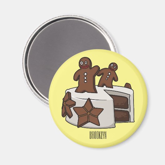 ジンジャーブレッドケーキ漫画イラストレーション マグネット (正面/裏面)