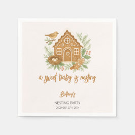 ジンジャーブレッドコテージ冬ネスティングベビーシャワー スタンダードカクテルナプキン
