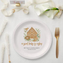 ジンジャーブレッドコテージ冬ネスティングベビーシャワー ペーパープレート