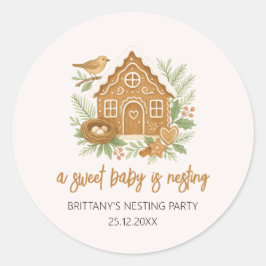 ジンジャーブレッドコテージ冬ネスティングベビーシャワー ラウンドシール