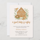 ジンジャーブレッドコテージ冬ネスティングベビーシャワー 招待状 (正面)
