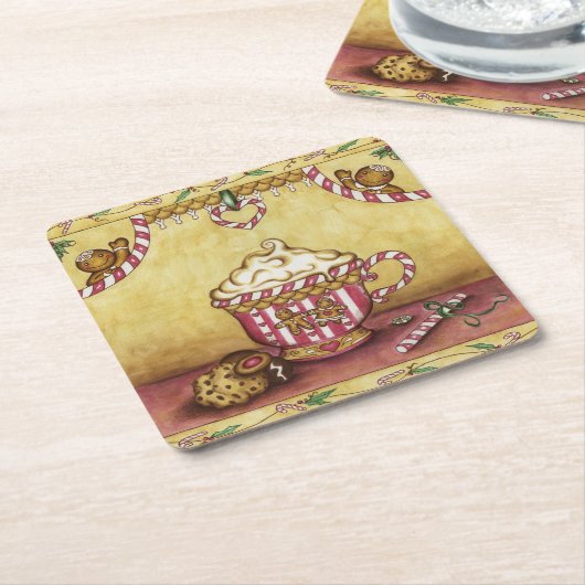 ジンジャーブレッドコーヒーコースター スクエアペーパーコースター (アングル)