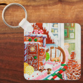 ジンジャーブレッドサプライズスクエアメタルキーチェーン キーホルダー (正面)