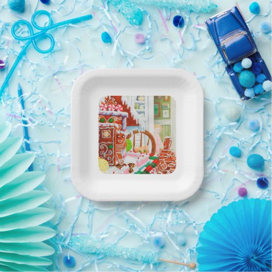 ジンジャーブレッドサプライズ7インチスクエア紙プレート ペーパープレート (パーティー)