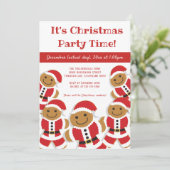 ジンジャーブレッドサンタクリスマスパーティーホワイトレッド 招待状 (スタンド正面)