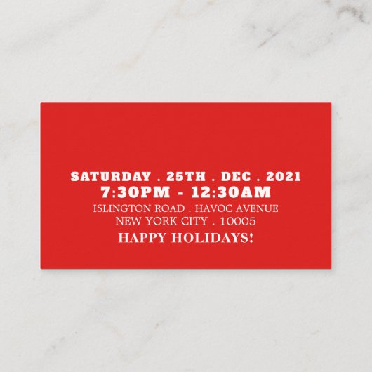 ジンジャーブレッドサンタ、クリスマスパーティーのチケット招待 エンクロージャーカード (裏面)