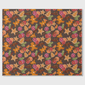 ジンジャーブレッドシトラススパイス素朴クリスマス ラッピングペーパー (フラット)