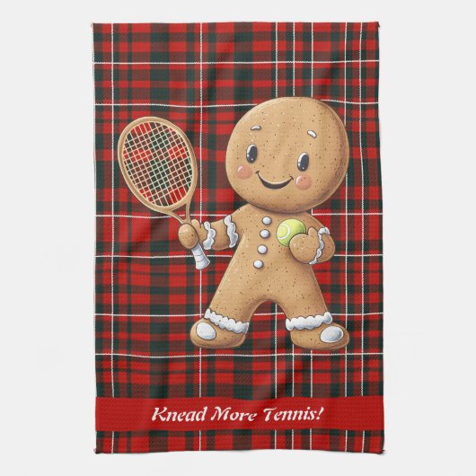 🎾🎄ジンジャーブレッドテニスグランドスラムカスタムテキスト キッチンタオル (縦)