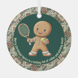 ジンジャーブレッドテニスグランドスラム 🎾🎄カスタムテキスト ガラスオーナメント