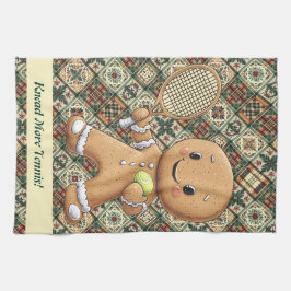 ジンジャーブレッドテニスグランドスラム 🎾🎄カスタムテキスト キッチンタオル
