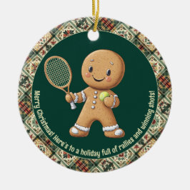 ジンジャーブレッドテニスグランドスラム 🎾🎄カスタムテキスト セラミックオーナメント