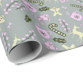 ジンジャーブレッドディアキャンディキーブリーグリーンクリスマス ラッピングペーパー (ロールコーナー)