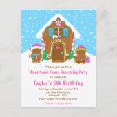 ジンジャーブレッドデコレーション誕生日パーティーブルーピンク ポストカード (正面)