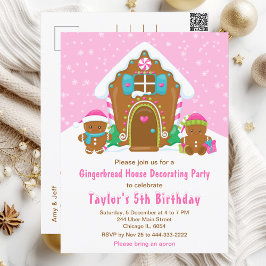 ジンジャーブレッドデコレーション バースデーパーティー ブライトピンク ポストカード