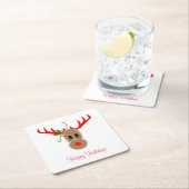 ジンジャーブレッドトナカイのコースター スクエアペーパーコースター (インサイチュ)