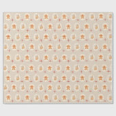 ジンジャーブレッドニュートラルパターンクリスマスホリデー ラッピングペーパー (フラット)