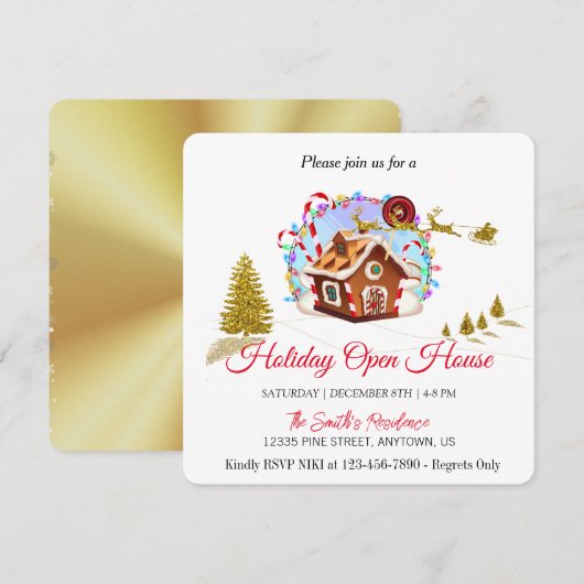 ジンジャーブレッドハウスとゴールドサンタクロースのホリデーシーズンC シーズンカード (正面/裏面)