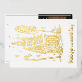 ジンジャーブレッドハウスのクリスマスカード | 写真1枚 箔シーズンカード