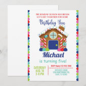 ジンジャーブレッドハウスのクリスマス男子招待状 招待状 (正面/裏面)